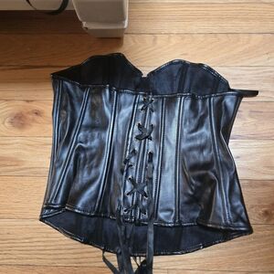 Black Lace-Up Corset Top